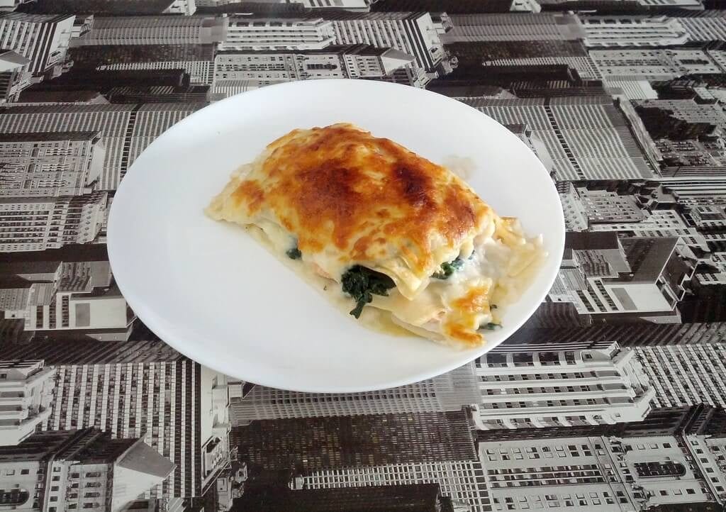 Lasaña de salmón y espinacas