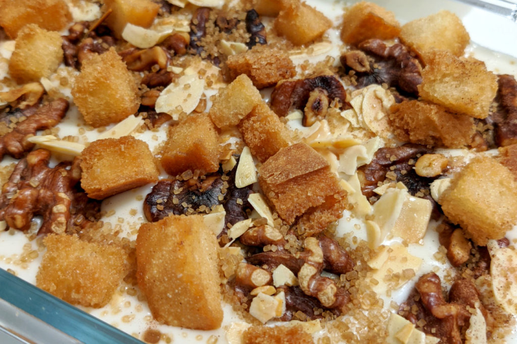 Gachas dulces con frutos secos